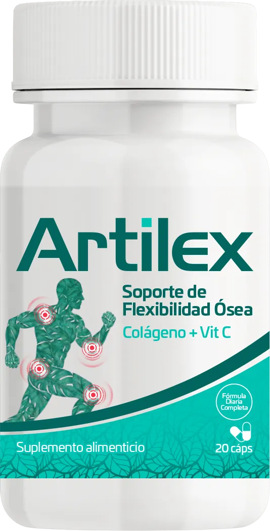 Frasco de Artilex, 20 cápsulas, Soporte de Flexibilidad Ósea · Colágeno + Vit C, suplemento alimenticio para articulaciones