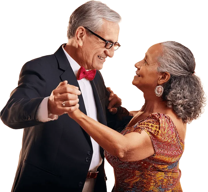 Pareja de adultos mayores bailando, el público de Artilex para el cuidado de las articulaciones