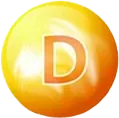 Esfera con la letra D: vitamina D de Artilex para la absorción del calcio